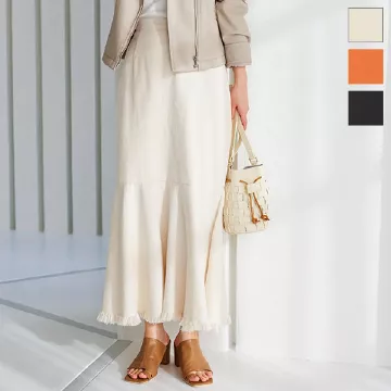裾フリンジツイルマーメイドスカート [M3589] | SALE