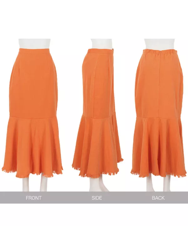 裾フリンジツイルマーメイドスカート [M3589] - レディース