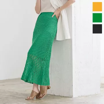 透かし編みニットタイトスカート [M3590]