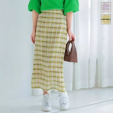 オーガンジーチェックタイトスカート [M3591]