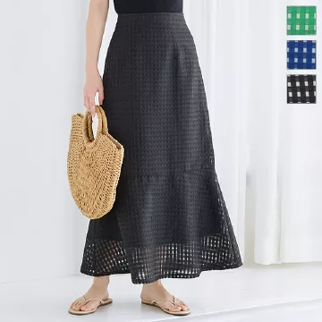 シアーチェックマーメイドスカート [M3606]