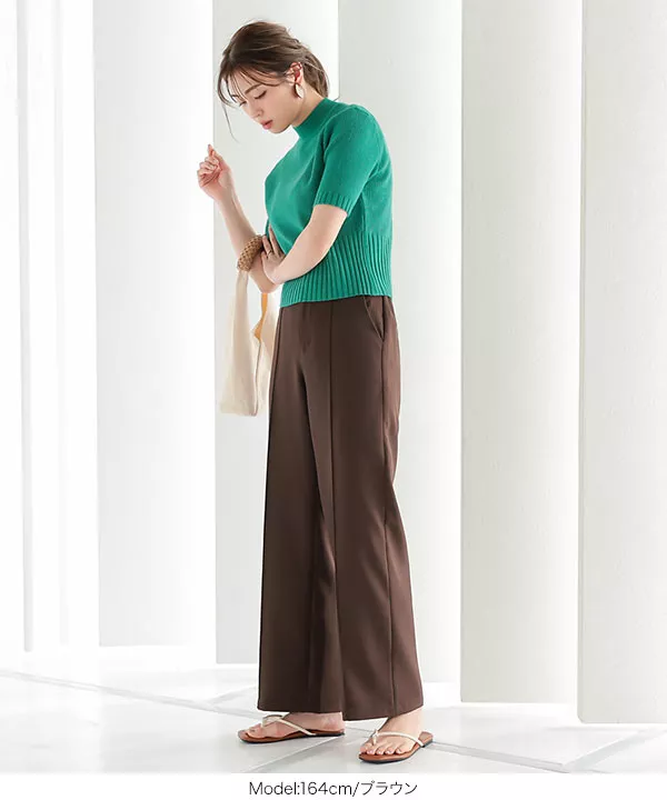 ピンタックストレートスラックスパンツ [M3607] - レディース