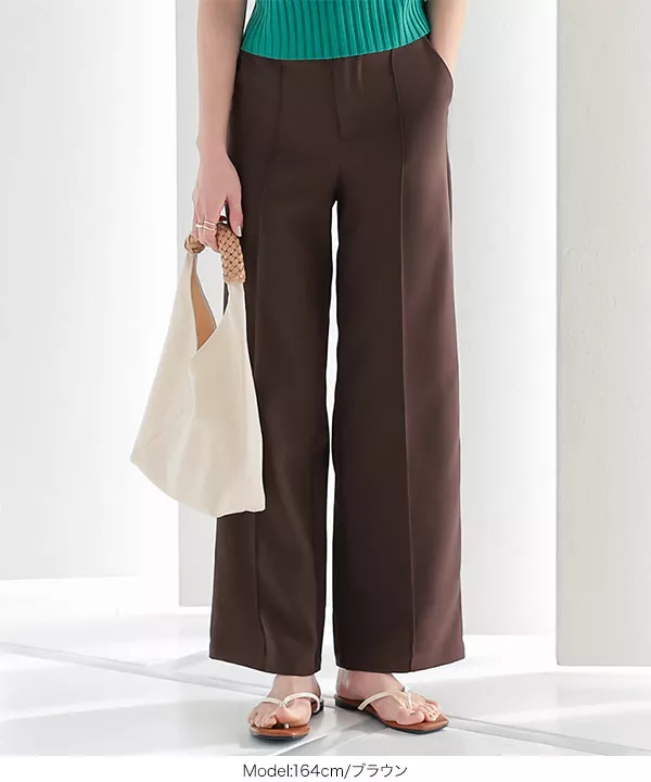ピンタックストレートスラックスパンツ [M3607] - レディース