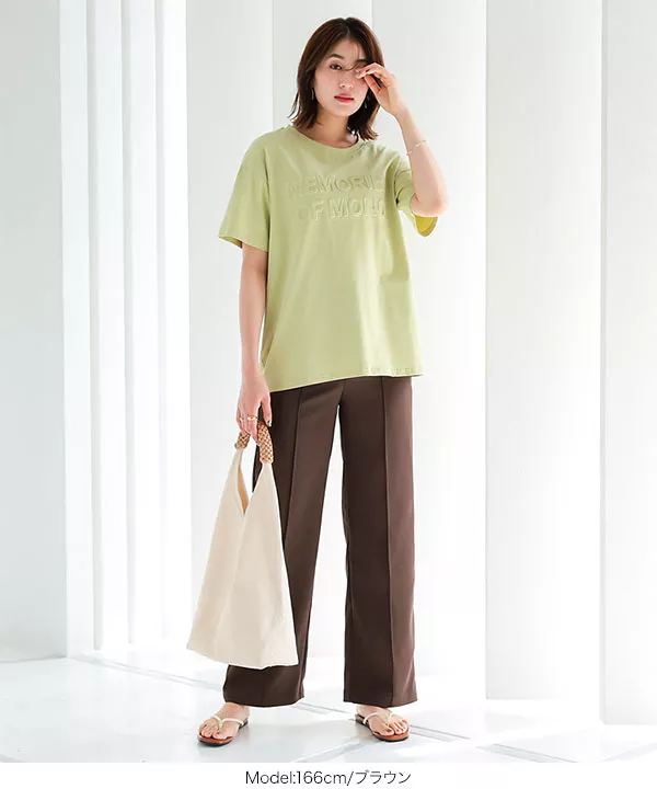 ピンタックストレートスラックスパンツ [M3607] - レディース