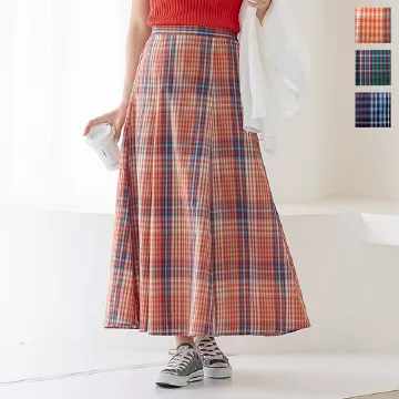 カラーチェックフレアスカート [M3616]