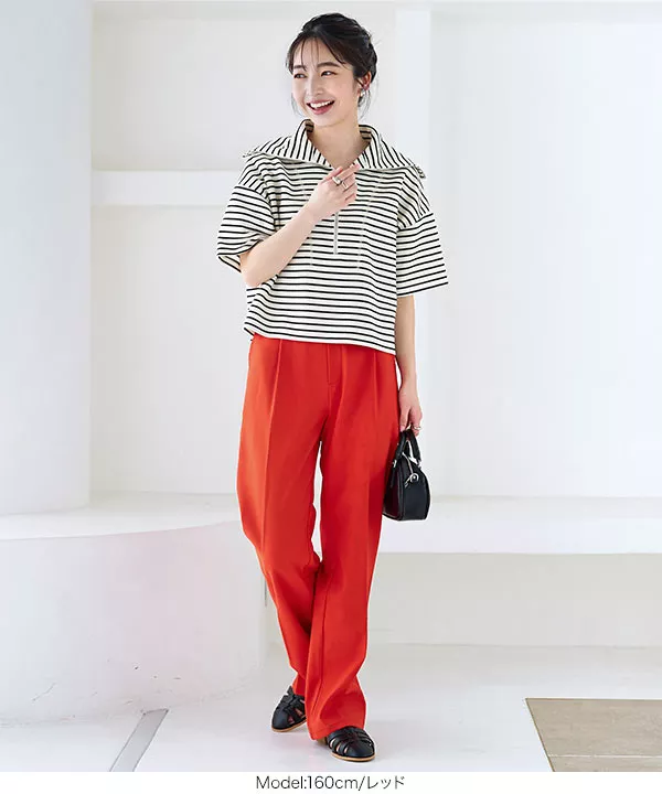 ハイウエストタックストレートパンツ [M3624] - レディース