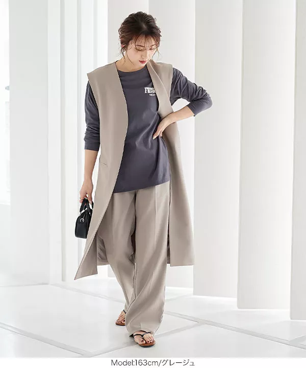 ハイウエストタックストレートパンツ [M3624] - レディース