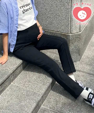 [ mamaレタス ] のびのびストレッチセンターラインマタニティテーパードパンツ [M3633]