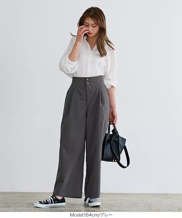 デザインボタンワイドパンツ [M3638]