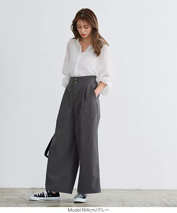 デザインボタンワイドパンツ [M3638]