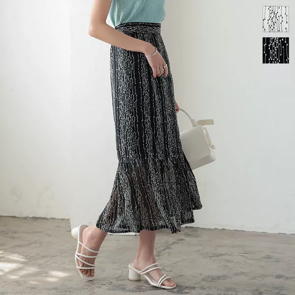柄シアーマーメイドスカート [M3641] - レディースファッション通販