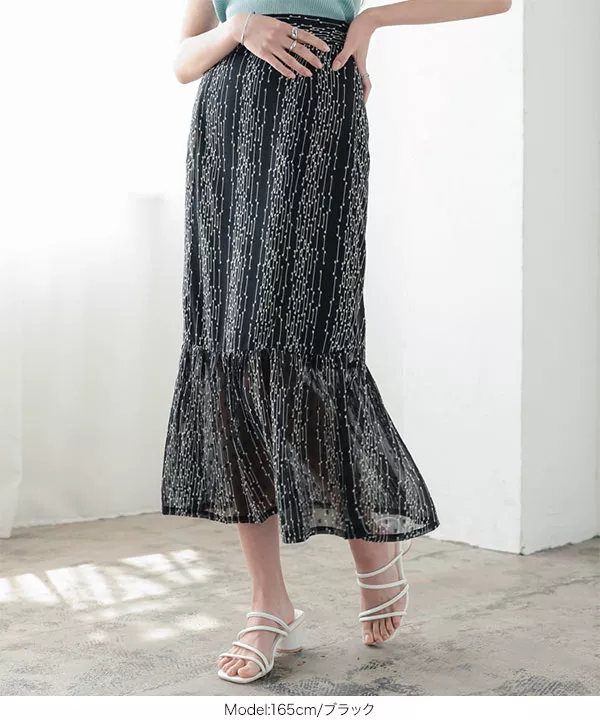 柄シアーマーメイドスカート [M3641] - レディースファッション通販