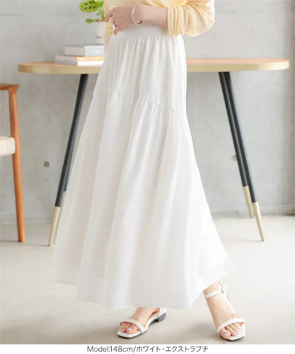 Petitle / プチレ ] ラウンドギャザー切り替えロングスカート [M3672