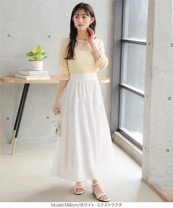 Petitle / プチレ ] ラウンドギャザー切り替えロングスカート [M3672