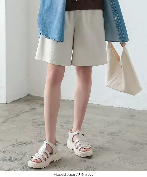 リネンハイウエストショートパンツ [M3673] - レディースファッション