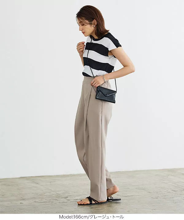 3丈フロントタックストレートパンツ [M3675]