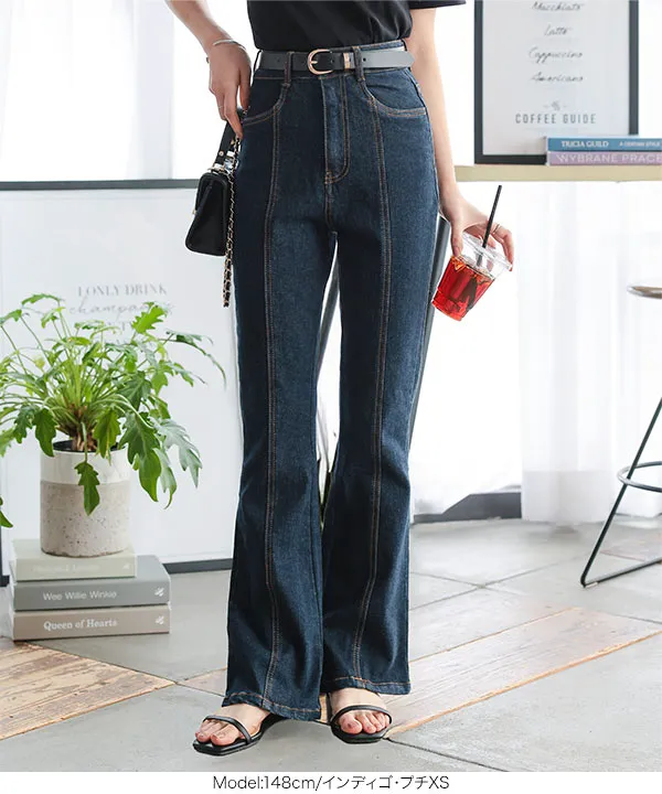 Petitle / プチレ ] センターシームフレアデニムパンツ[M3690