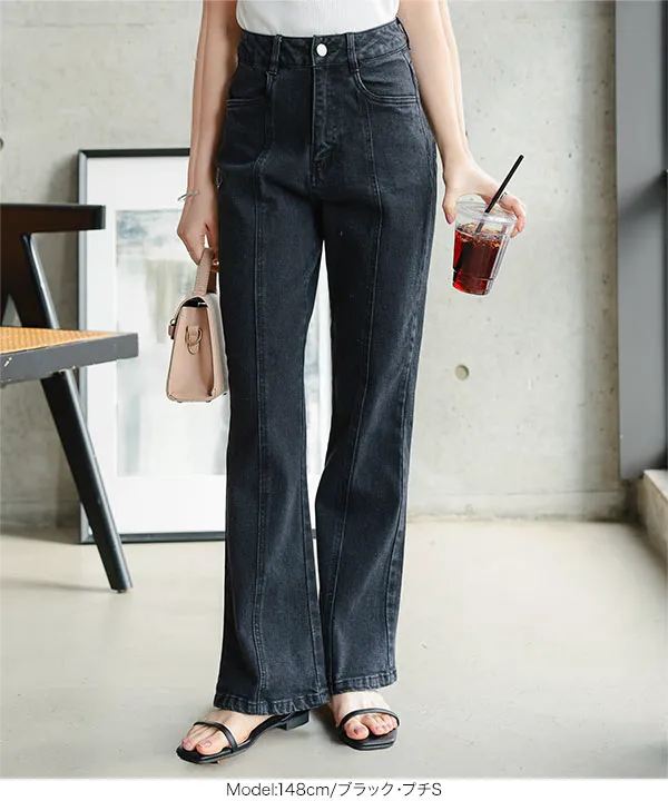 Petitle / プチレ ] センターシームフレアデニムパンツ[M3690