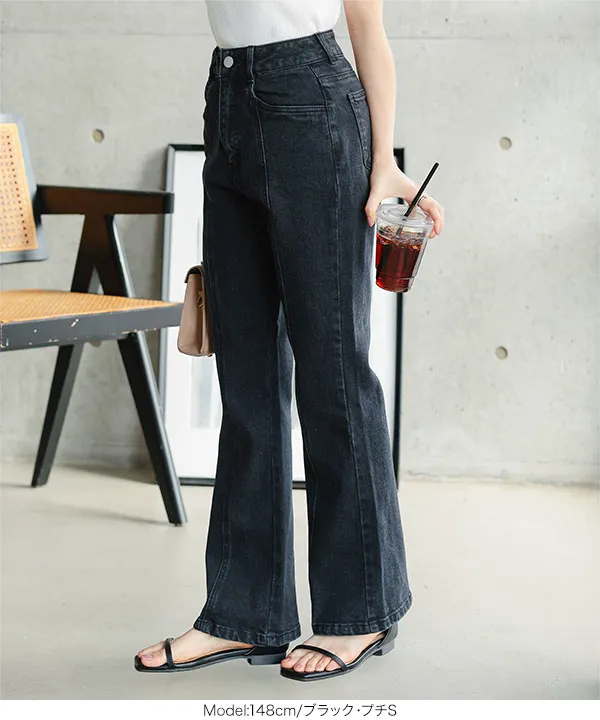 Petitle / プチレ ] センターシームフレアデニムパンツ[M3690