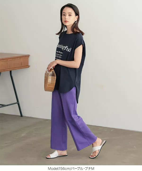 カラーポンチセミフレアパンツ [M3720] - レディース