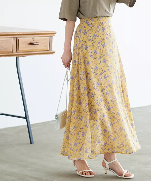 スカート 花柄シフォンフレアロングスカート : ZOZOTOWN Yahoo