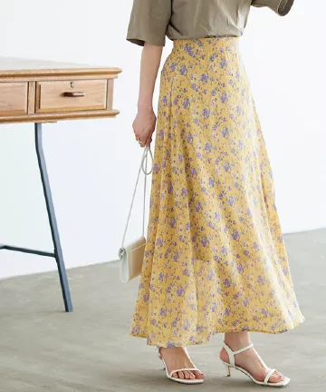 選べる柄 シアーシフォンフレアスカート [M3722]