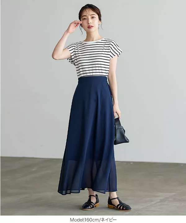 選べる柄 シアーシフォンフレアスカート [M3722] - レディース