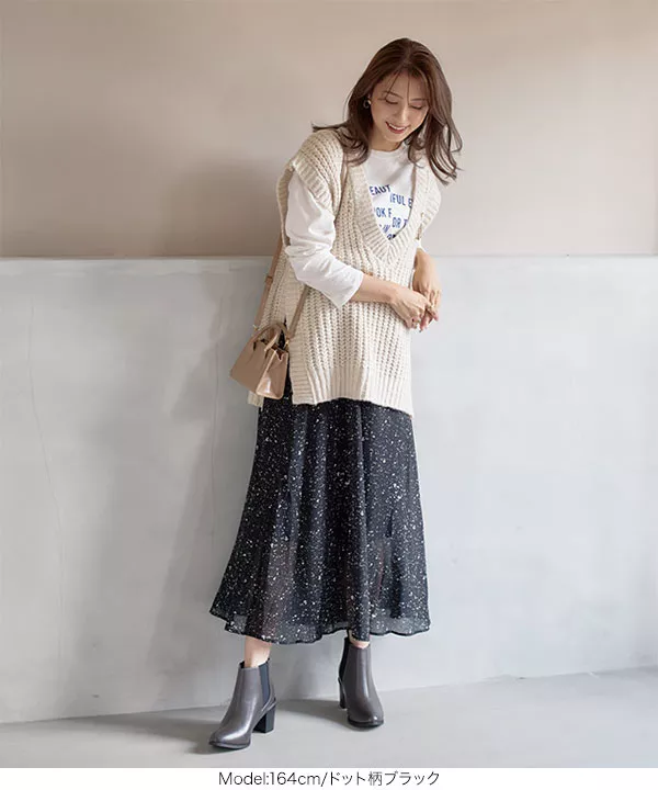 選べる柄 シアーシフォンフレアスカート [M3722] - レディース