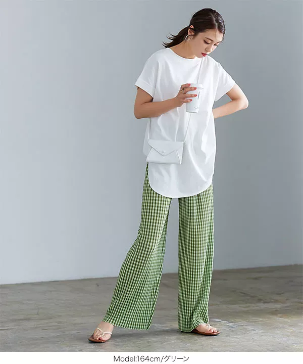 セルフカットチェック柄プリーツパンツ [M3726]