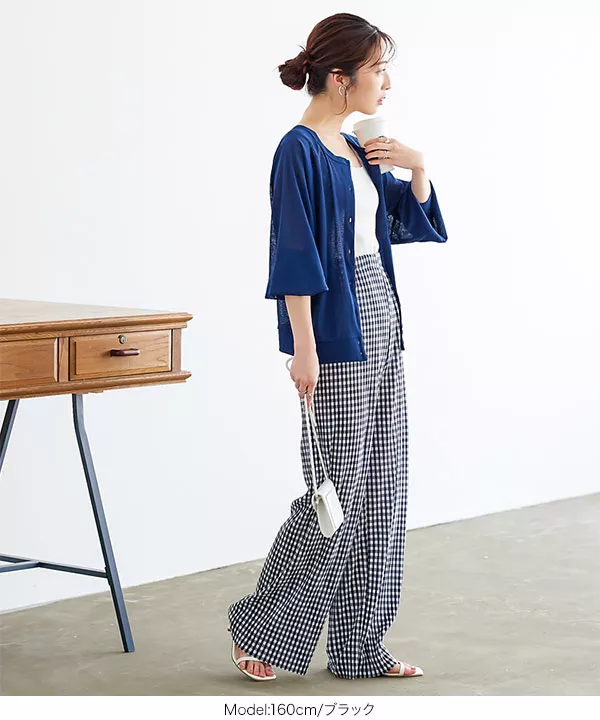 セルフカットチェック柄プリーツパンツ [M3726] - レディース