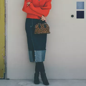 ロールアップスリットデニムタイトスカート [M3745]