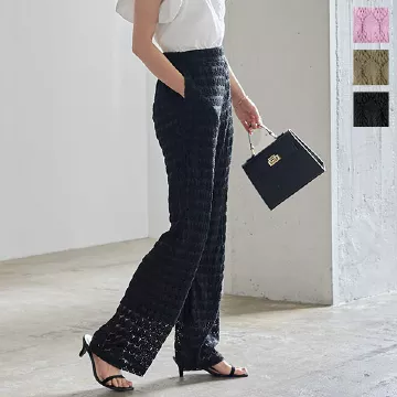 ストレッチレースワイドパンツ [M3747]