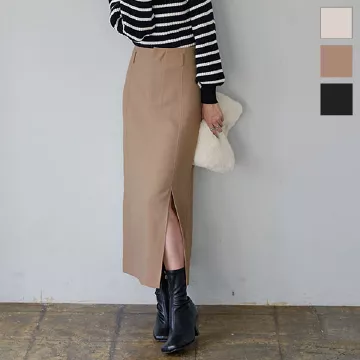 起毛ツイルフロントスリットナロースカート [M3787]