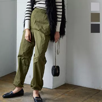 裾ドロストナイロンミリタリーパンツ [M3796] - レディース
