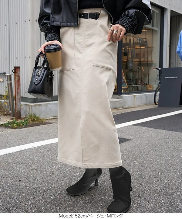 [ 裏微起毛][ 選べるサイズ] 走れる！ストレッチタイトスカート [M3799]