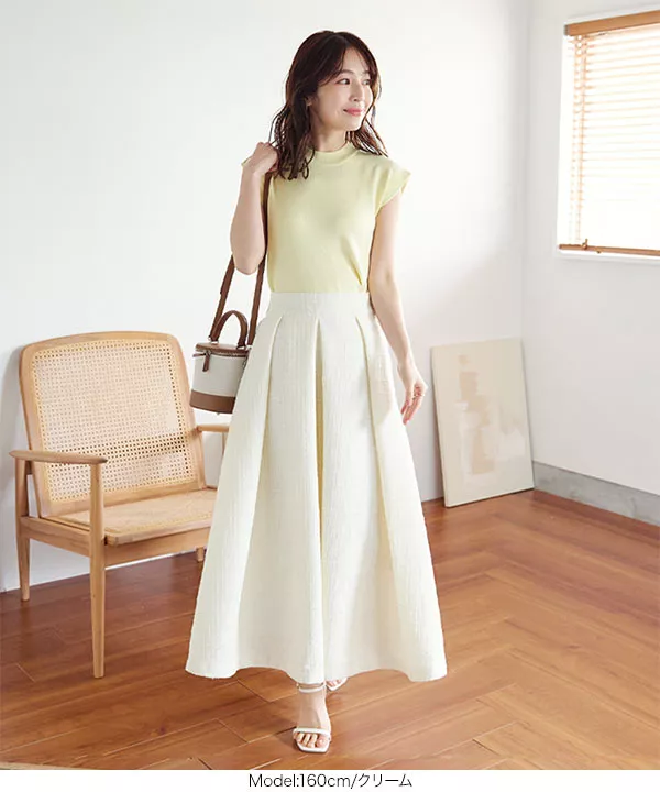 ラメツイードタックフレアスカート [M3807] - レディースファッション