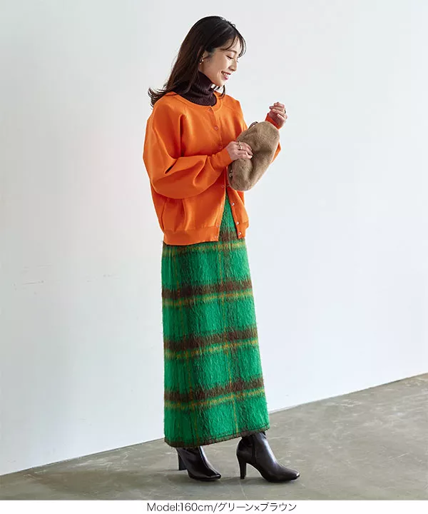 起毛フェイクウールチェック柄スカート [M3818] | ボトムス全品送料