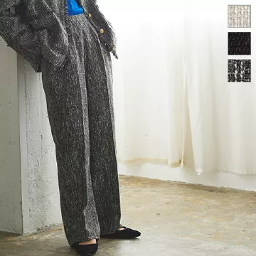 フリンジツイードストレートパンツ [M3820] - レディースファッション