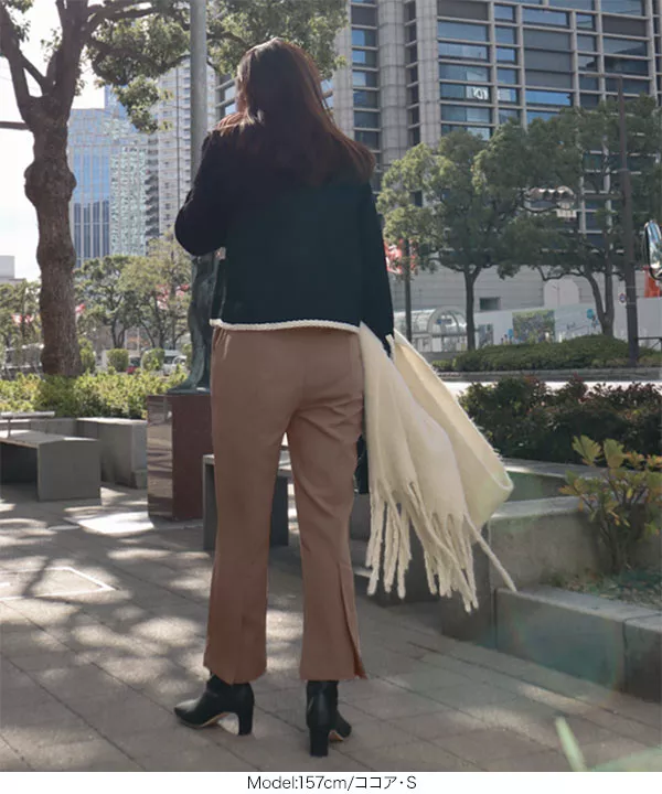 バックスリットクロップドパンツ [M3825] - レディースファッション