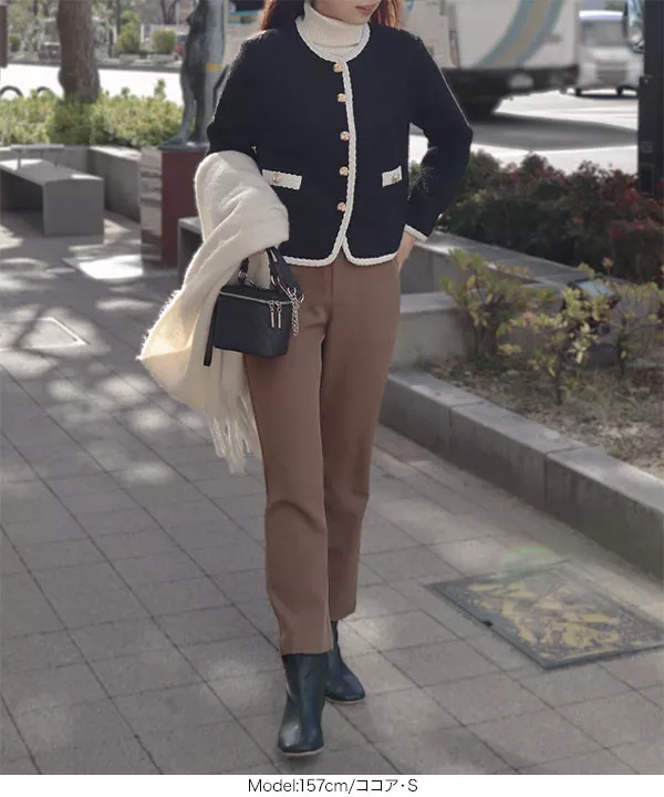 バックスリットクロップドパンツ [M3825] - レディースファッション