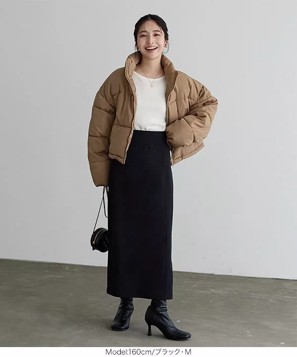 裏起毛 ]選べる2サイズ ストレッチハイウエストナロースカート [M3834