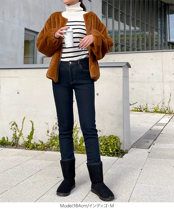 裏起毛 ]防風裏ファーデニムパンツ [M3837] - レディースファッション