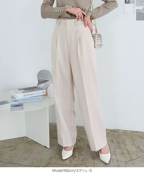 ベーシックタックワイドパンツ [M3847] - レディース