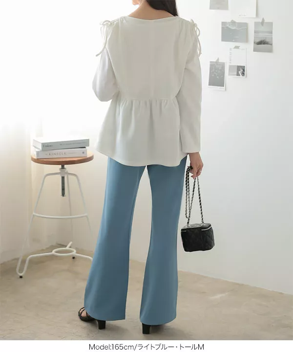 ストレッチ×ノーアイロン ]選べる3サイズ 細見えストレッチセミフレア