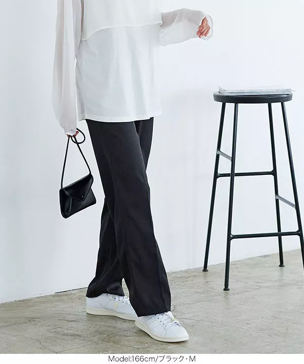 イージーケア美脚スラックスタックワイドパンツ [M3863]