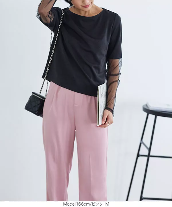 イージーケア美脚スラックスタックワイドパンツ [M3863]