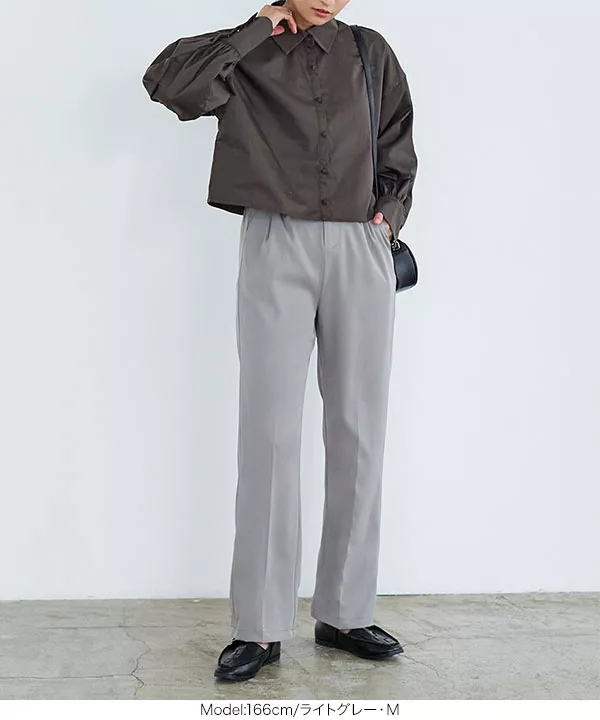 イージーケア美脚スラックスタックワイドパンツ [M3863]