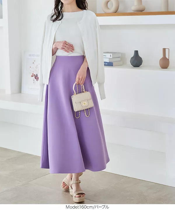 ウォッシャブルポンチフレアミディ丈スカート [M3892] - レディース