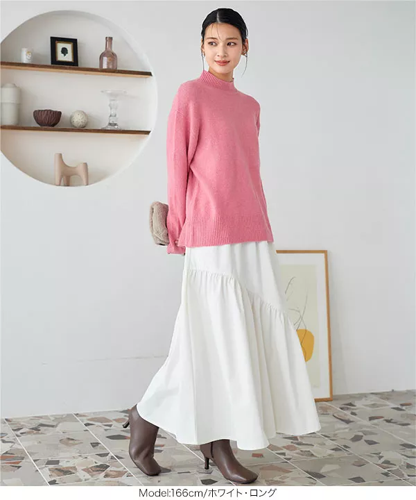 選べる2丈 ] 汚れにくい ティアードデザインフレアスカート [M3894