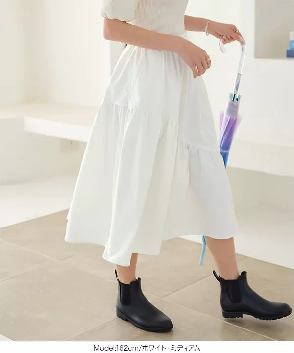 選べる2丈 ] 汚れにくい ティアードデザインフレアスカート [M3894